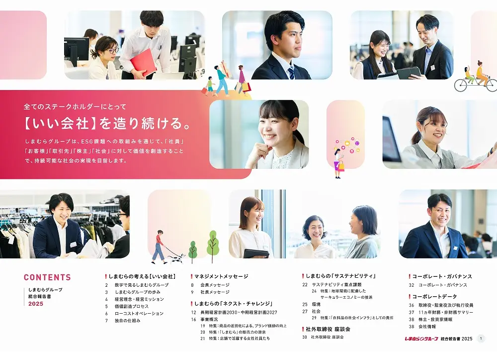 統合報告書の参考デザイン例（株式会社しまむら）