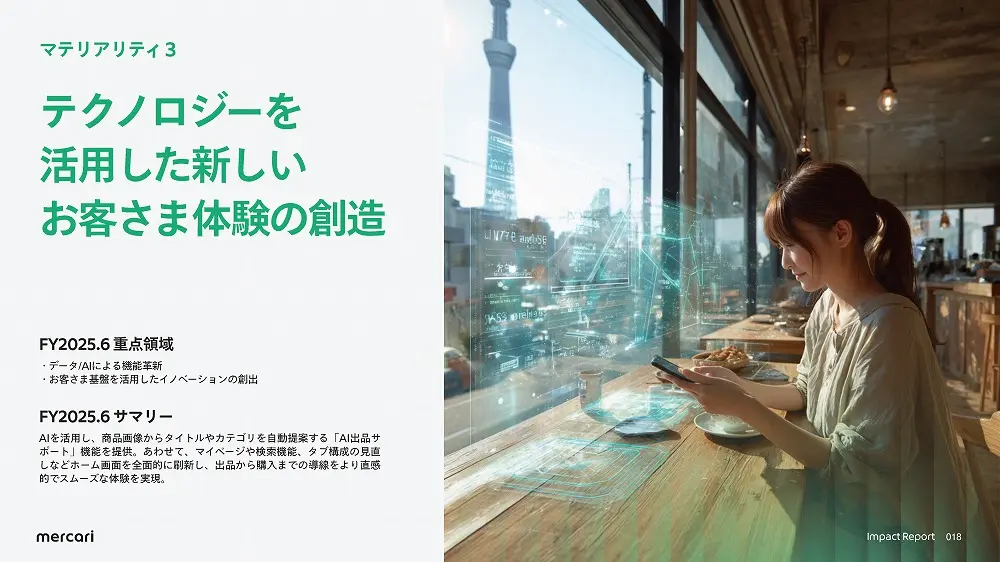 統合報告書の参考デザイン例（株式会社メルカリ）